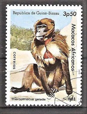 Briefmarke Guinea-Bissau Mi.Nr. 660 o Affen 1983 / Dschelada (Theropithecus gelada)