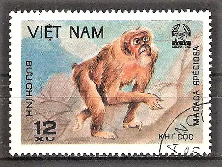 Briefmarke Vietnam Mi.Nr. 1155 o Java-Affe (Macaca speciosa)