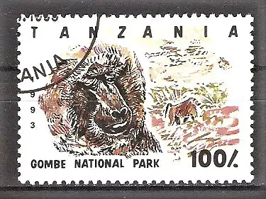 Briefmarke Tanzania Mi.Nr. 1610 o Nationalparks 1993 / Pavian