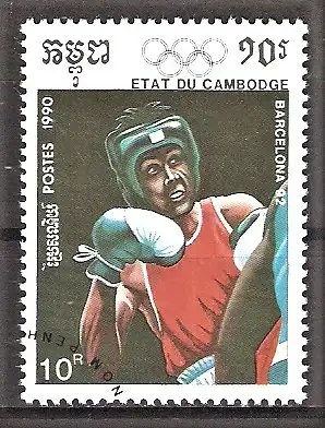 Briefmarke Kambodscha Mi.Nr. 1119 o Olympische Sommerspiele Barcelona 1992 / Boxen