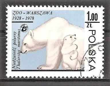 Briefmarke Polen Mi.Nr. 2585 o 50 Jahre Warschauer Zoo 1978 / Eisbär (Ursus maritimus)