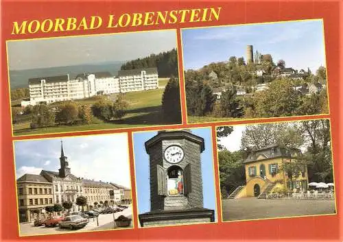 Ansichtskarte Deutschland - Bad Lobenstein / Median Klinik, Blick zum Alten Turm, Marktplatz mit Rathaus, Fäßleseecher im Rathausturm (2210)