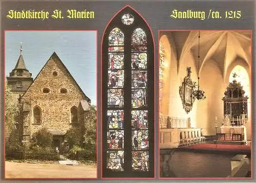 Ansichtskarte Deutschland - Saalburg-Ebersdorf / Stadtkirche St. Marien - Kirche von Westen, Südliches Chorfenster (2211)