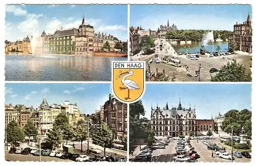 Ansichtskarte Niederlande - Den Haag / Ansichten mit Oldtimern und Strassenbahn (2628)