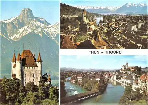 Ansichtskarte Schweiz - Thun / Schloss Thun und Ortsansichten (2600)