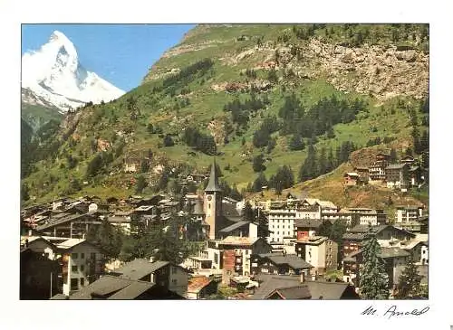 Ansichtskarte Schweiz - Zermatt / Ortsansicht im Sommer (2597)