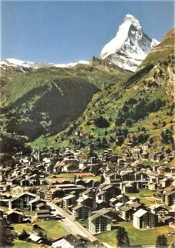 Ansichtskarte Schweiz - Zermatt / Ortsansicht im Sommer (2596)