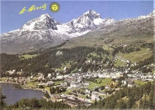 Ansichtskarte Schweiz - St. Moritz / Ortsansicht im Sommer (2589)