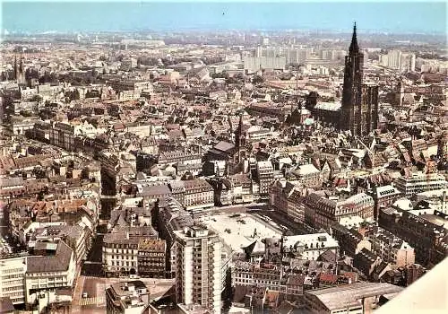 Ansichtskarte Frankreich - Strasbourg / Luftaufnahme mit Kathedrale und Place Kléber (1787)