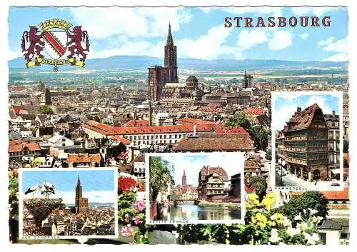 Ansichtskarte Frankreich - Strasbourg / Panorama, Gesamtansicht mit Storchennest, Petite France, Kammerzell (1789)
