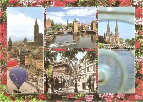 Ansichtskarte Frankreich - Strasbourg / Kathedrale, Ponts Couverts, Petite France, Kirche Saint Paul (1791)