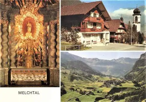 Ansichtskarte Schweiz - Melchtal / Wallfahrtskirche mit Muttergottesaltar, Ortsansicht (2238)