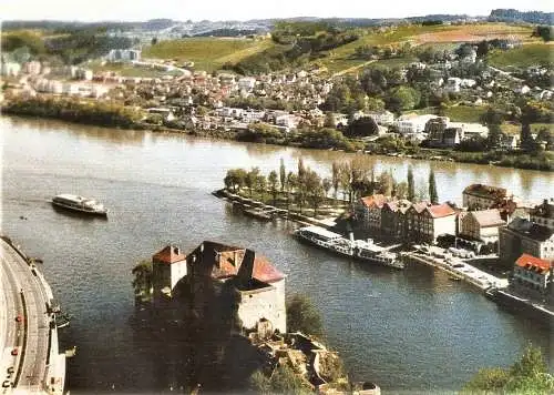 Ansichtskarte Deutschland - Passau / Dreiflüssestadt - Zusammenfluss von Donau, Inn und Ilz (2296)