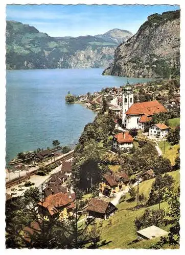Ansichtskarte Schweiz - Flüelen am Vierwaldstättersee / Ortsansicht mit See (2314)
