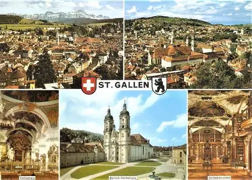 Ansichtskarte Schweiz - St. Gallen / Stadtansichten, Kathedrale Innenaufnahme, Barock-Kathedrale, Stiftsbibliothek (2359)