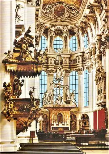 Ansichtskarte Deutschland - Passau / Dom - Kanzel und Hochaltar (2335)