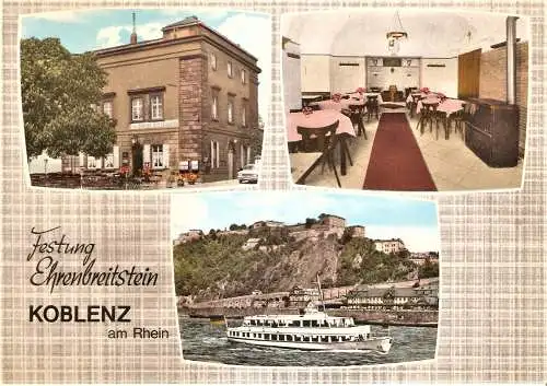 Ansichtskarte Deutschland - Koblenz / Festung Ehrenbreitstein mit Festungs-Restaurant (Außen- und Innenansicht) (1633)