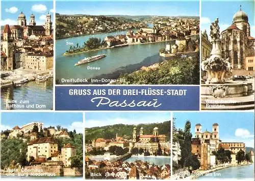 Ansichtskarte Deutschland - Passau / Mehrbildkarte Gruss aus der Drei-Flüsse-Stadt Passau (1638)