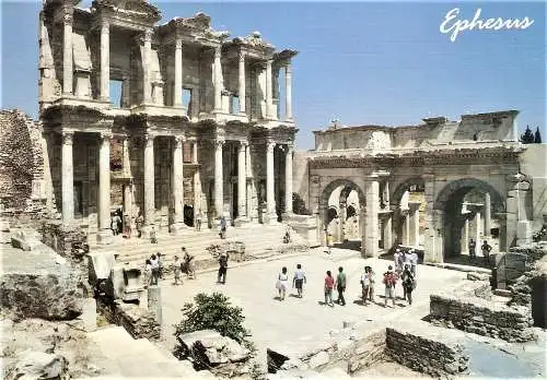 Ansichtskarte Türkei - Ephesus / Celsus-Bibliothek, rechts das Südtor der Agora (2268)