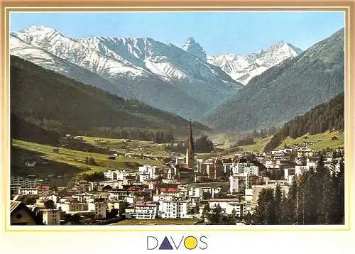 Ansichtskarte Schweiz - Davos / Davos gegen Piz Ela, Tinzenhorn und Piz Mitgel (2529)