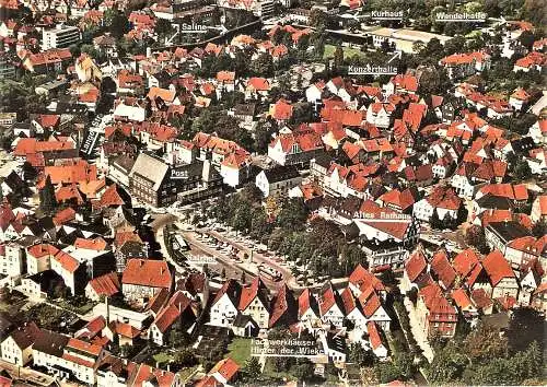 Ansichtskarte Deutschland - Bad Salzuflen / Luftaufnahme der Innenstadt mit Kennzeichnung der Sehenswürdigkeiten (2459)