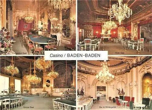 Ansichtskarte Deutschland - Baden-Baden / Casino - Pompadour-Saal, Roter Saal, Grüner Saal, Bar im Wintergarten (2344)