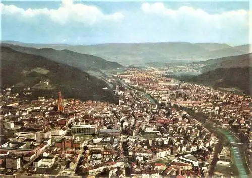 Ansichtskarte Deutschland - Freiburg im Breisgau / Luftbildkarte - Ortspanorama (2433)