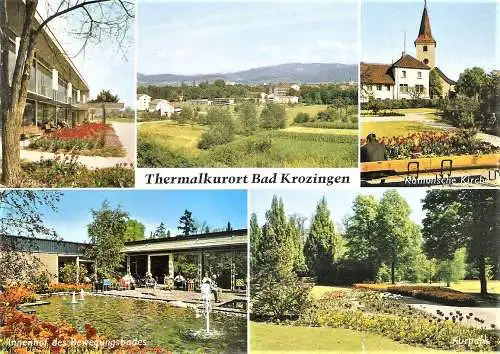 Ansichtskarte Deutschland - Bad Krozingen / Thermalkurort - Kurbad, Panorama, Katholische Kirche, Bewegungsbad, Kurpark (2447)