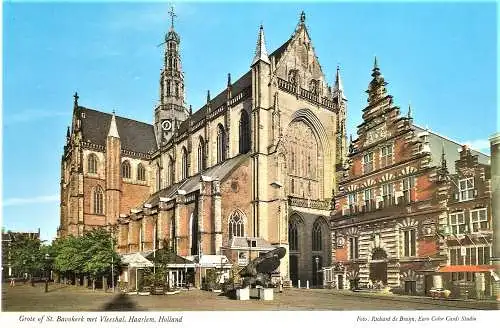 Ansichtskarte Niederlande - Haarlem / St.-Bavo-Kirche mit Vleeshal (Fleischhalle, eine Markthalle aus der Renaissance) (2067)