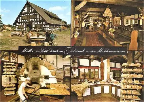 Ansichtskarte Deutschland - Gifhorn / Müller- und Backhaus im Internationalen Mühlenmuseum (mit Windmühlen-Stempel) (2428)