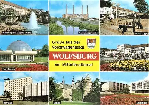 Ansichtskarte Deutschland - Wolfsburg / Grüße aus der Volkswagenstadt Wolfsburg am Mittellandkanal - Mehrbildkarte (2452)