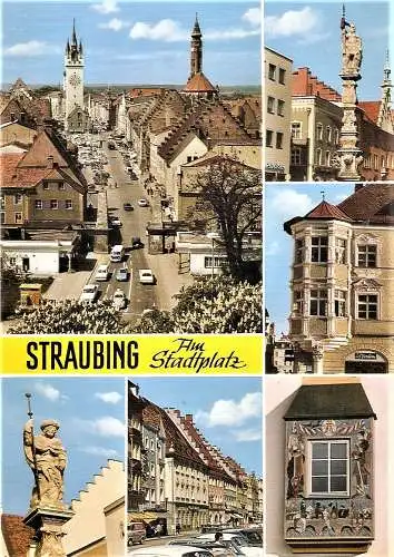 Ansichtskarte Deutschland - Straubing / Am Stadtplatz - Übersicht und Details vom Stadtplatz (1646)
