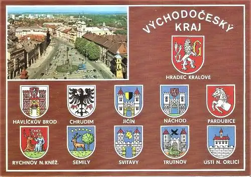 Ansichtskarte Tschechien / Ostböhmischer Kreis (Východočeský kraj) - Diverse böhmische Städtewappen (1830)