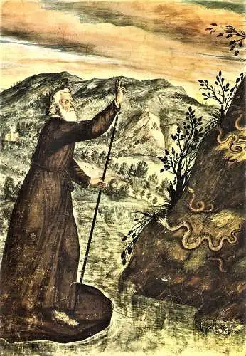 Ansichtskarte Italien - Isola San Giulio / Priester Fresko aus dem XVII. Jahrhundert (2140)