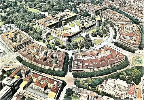 Ansichtskarte Italien - Mailand - Milano / Sforza Schloss (von oben gesehen / Luftbild) (2139)