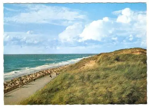 Ansichtskarte Deutschland - Nordseebad Wenningstedt auf Sylt / Blick über die Dünen auf Strand und Promenade (1867)