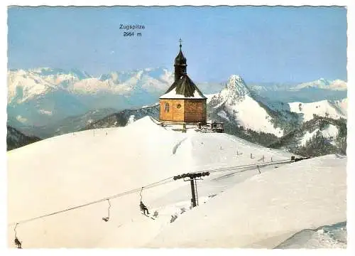 Ansichtskarte Deutschland - Rottach-Egern / Wallbergkircherl mit Zugspitze (1869)
