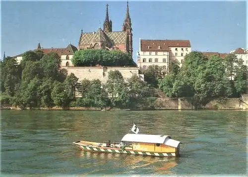Ansichtskarte Schweiz - Basel / Partie am Rhein, Münsterfähre LEU (1897)