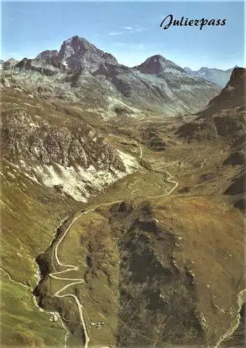 Ansichtskarte Schweiz - Julier-Pass / Kehren zwischen Bivio und Passhöhe mit Piz Julier (1899)