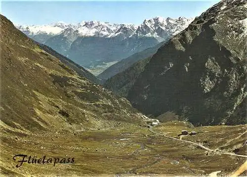 Ansichtskarte Schweiz - Blick vom Flüelapass ins Unterengadin (1972)