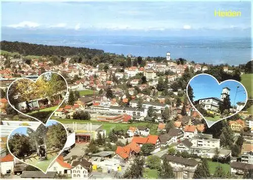 Ansichtskarte Schweiz - Heiden / Ortsansicht mit Bodensee im Sommer (1977)