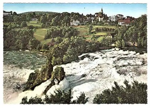 Ansichtskarte Schweiz - Schaffhausen / Rheinfall mit Neuhausen (2163)