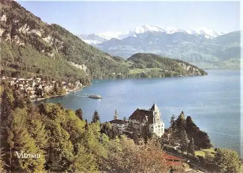 Ansichtskarte Schweiz - Vitznau / Vitznau am Vierwaldstättersee mit Park-Hotel und Nidwaldneralpen (2198)