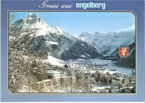 Ansichtskarte Schweiz - Engelberg / Gruss aus Engelberg - Engelberg mit Hahnen und Spannörter (2201)