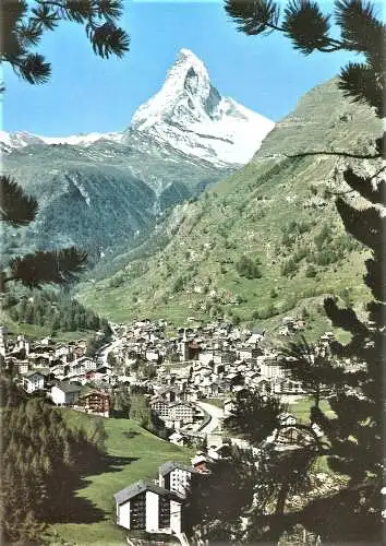Ansichtskarte Schweiz - Zermatt / Zermatt mit Matterhorn (2202)