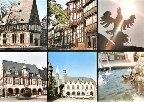 Ansichtskarte Deutschland - Goslar / Patrizierhaus "Brusttuch", Marktstraße, Kaiserworth, Rathaus, Marktbrunnen (2494)