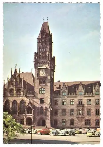 Ansichtskarte Deutschland - Saarbrücken / Rathaus mit Oldtimern (2254)