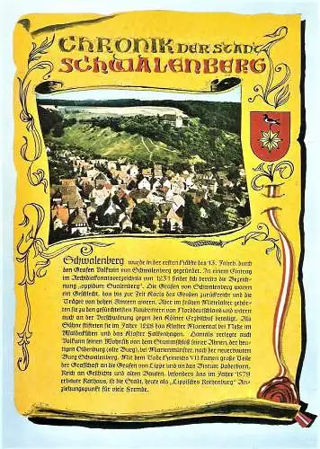 Ansichtskarte Deutschland - Schwalenberg / Chronik der Stadt Schwalenberg (1710)