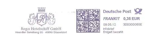 Freistempel 3D0300065E Düsseldorf - Regis Hotelschiff GmbH (Abb. Wappen) (#2119)