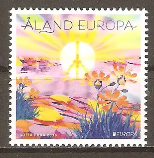 Briefmarke Aland Mi.Nr. 538 ** Europa CEPT 2023 / Frieden - Sonnenaufgang mit Peace-Zeichen #2024107